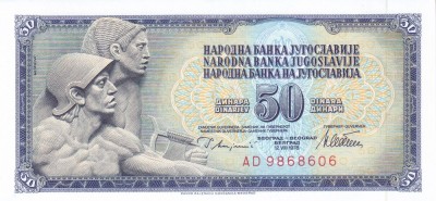 Bancnota Iugoslavia 50 Dinari 1978 - P89a UNC foto