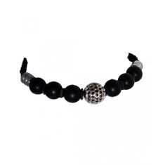 Bratara cu pietre naturale, Onix, Silver Charm, A4B175