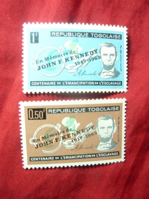 2 Timbre Togo 1963 -Abolirea Sclavagismului 100 Ani ,2 val : 0,5csi 1fr foto