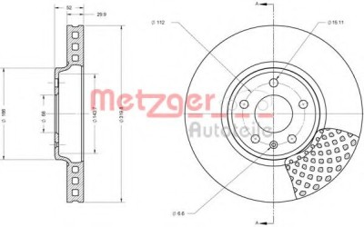 Disc frana AUDI A5 Sportback (8TA) (2009 - 2016) METZGER 6110425 foto