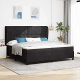 VidaXL Pat cu arcuri cu saltea cu headboard Negru 200 x 200 cm Catifea
