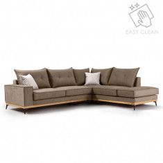 Coltar Stanga Luxury II Mocha - Crem - Negru 290x235x90 cm