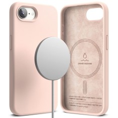 Husa iPhone 16e Ringke Silicone Magnetic MagSafe, roz foto