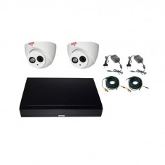 Kit 2 camere supraveghere 2MP, Smart IR 50m, IP67, carcasa metalica + DVR 4 canale Pentabrid 5MP + Surse + Cablu sertizat foto