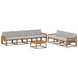 vidaXL Set de canapele de exterior 8 pcs Natural și gri deschis 3381299