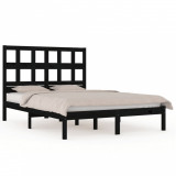 Cadru pat 5FT King Size, negru, 150x200 cm, lemn masiv de pin