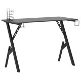 Cumpara ieftin Birou Gaming Negru 110x60 cm, Suport Căști/Pahar/Controller, Formă Y, Ergonomic, PC/Consolă