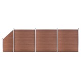 Set panouri gard, 3 patrate + 1 oblic, maro, 619 x 186 cm, WPC