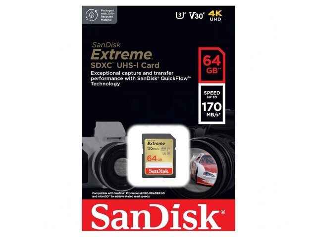 Card de Memorie Extreme SDXC 64GB UHS-I U3 V30 170MB/s