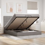 vidaXL Cadru de pat otoman cu saltele Taupe 200x200cm țesătură 3313186