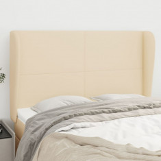 vidaXL Tăblie de pat cu aripioare, crem, 147x23x118/128 cm, textil foto