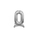 Balon folie stativ sub forma de cifra, argintiu 74 cm-Tip Cifra 0
