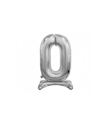 Balon folie stativ sub forma de cifra, argintiu 74 cm-Tip Cifra 0 foto