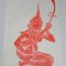 Femeie cu instrument muzical litografie Asia de Sud-Est