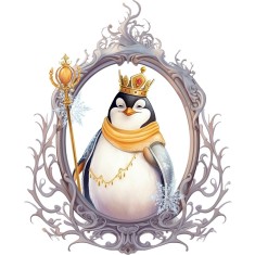 Sticker decorativ, Pinguin Rege, Alb, 73 cm, 1277STK-3