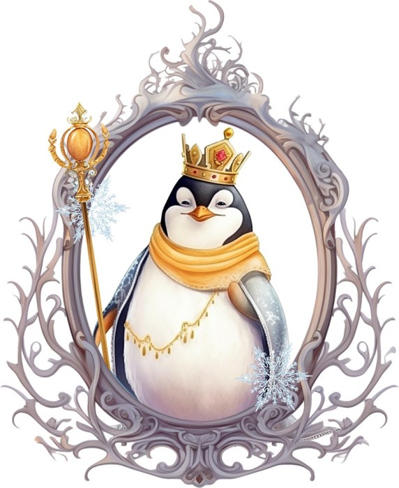 Sticker decorativ, Pinguin Rege, Alb, 73 cm, 1277STK-3