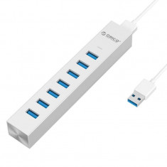 Hub USB Orico ASH7-U3 7x USB 3.0 Argintiu foto