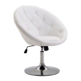HOMCOM Scaun de lucru rotativ Scaun rotativ Scaun de birou cromat reglabil &icirc;nălțime, piele ecologică+oțel, Negru/Alb, 71x59x78-90cm (Alb) | Aosom Roma