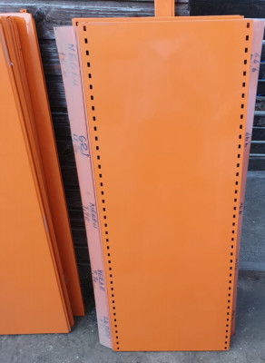 Raft metalic perete portocaliu 6 polite tabla galvanizata magazin 225x100cm foto