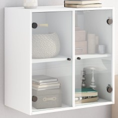 vidaXL Dulap de perete cu uși din sticlă, alb, 68x37x68,5 cm 836490