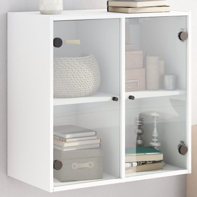 vidaXL Dulap de perete cu uși din sticlă, alb, 68x37x68,5 cm 836490 foto