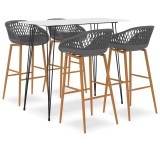 Cumpara ieftin Set mobilier de bar, 5 piese, alb si gri
