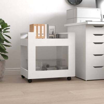 vidaXL Cărucior de birou, alb, 60x45x60 cm, lemn prelucrat foto