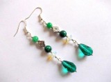 Cercei handmade cu Malachit, Piatra Lunii, Agate și Cristale - Bijuterii unicat pentru femei