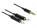 Splitter audio stereo jack 3.5 mm la 2 x jack 3 pini T-M 25 cm, Delock 65356