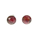 Cercei argint cu rodonit natural fatetat 8 MM