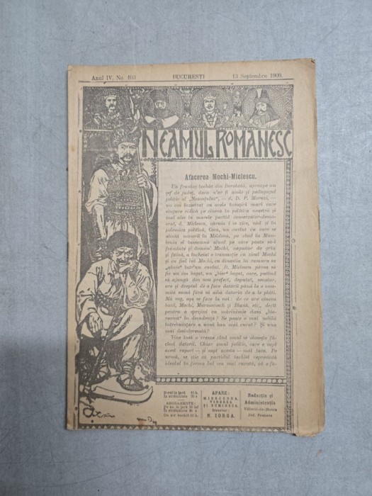 Neamul Rom&acirc;nesc nr. 103/13.09.1909 - Director N. Iorga
