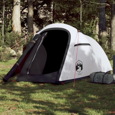 Gossi cort camping tunel 2 persoane, alb, tesatura opaca, impermeabil foto