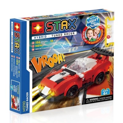Masina de jucarie Stax + set constructie tip lego cu sunete si lumini foto