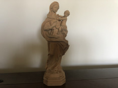 Fecioara Maria cu pruncul,statueta sculptata in lemn foto
