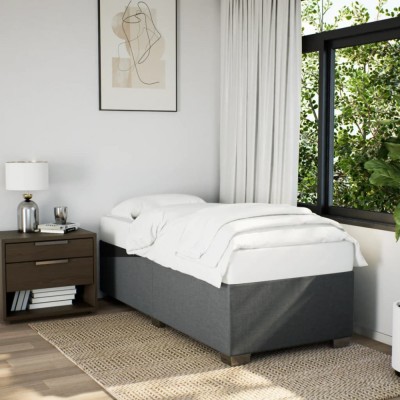 vidaXL Cadru de pat fără saltea, gri &amp;icirc;nchis, 100x200 cm, textil 3284451 foto