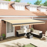 vidaXL Marchiză retractabilă manuală portocalie și albă 500x300 cm