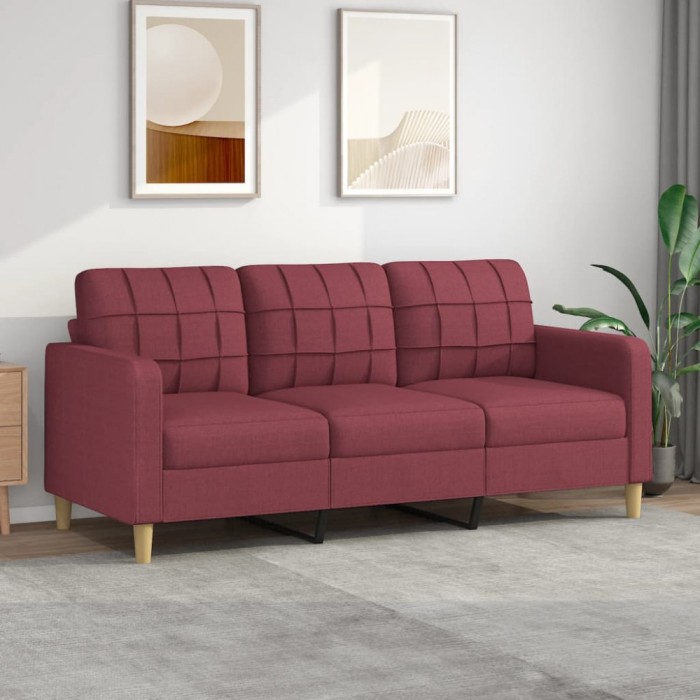Gossi canapea cu 3 locuri, rosu vin, 180 cm, material textil