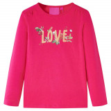 Tricou pentru copii cu m&acirc;neci lungi, roz aprins, 116, vidaXL