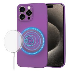 Husa silicon iPhone 15 Pro Max Techsuit SoftFlex MagSafe, mov foto