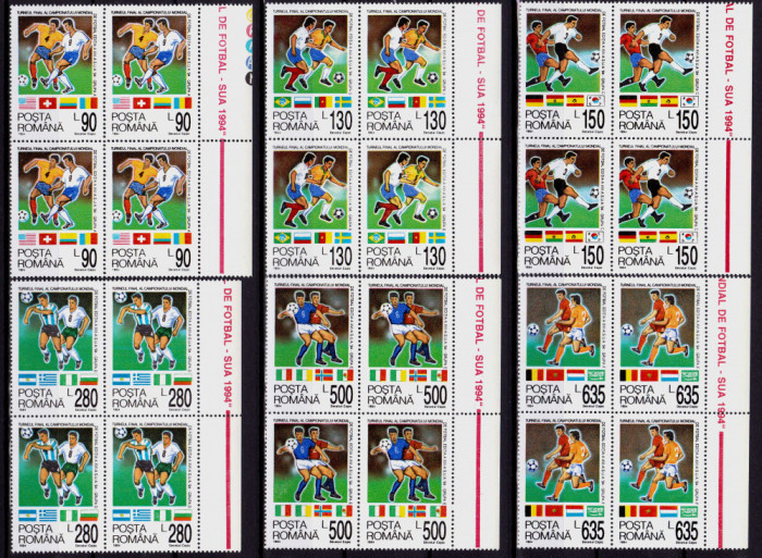 RO 1994 ,LP 1344 ,&quot;C.M Fotbal S.U.A.&quot; .bloc 4- EROARE cat. , tricou galben ,MNH