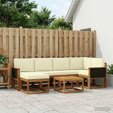 Cumpara ieftin Set de canapele de exterior 7 buc. 6-Locuri Natural si Crem