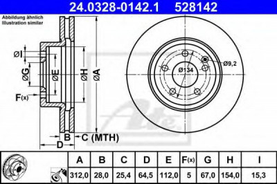 Disc frana MERCEDES E-CLASS T-Model (S211) (2003 - 2009) ATE 24.0328-0142.1 foto