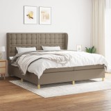 Cumpara ieftin Pat box spring cu saltea, gri taupe, 200x200 cm, textil