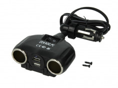 Adaptor splitter priza bricheta auto 12V 2x USB 1 1+1A Roxa foto