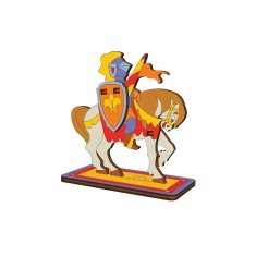 Puzzle 3D de colorat Cavaler, 8 piese, lemn