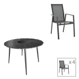 Cumpara ieftin Set masa si scaune Pinap-Dashiell, Pako World, 5 piese, Negru, 110x110x74 cm