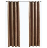Draperii opace cu inele, 2 buc., bej, 140 x 175 cm, catifea
