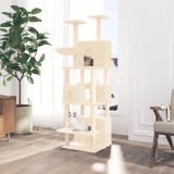 VidaXL Ansamblu de pisici cu st&acirc;lpi din funie de sisal, crem, 180 cm