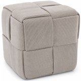 Taburet cub tapitat din material reiat, design impletit, 43x43x43 cm, gri