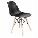 SCAUN STIL SCANDINAV, PLASTIC, METAL, LEMN, NEGRU SI NATUR, 46X52X81 CM, EVA